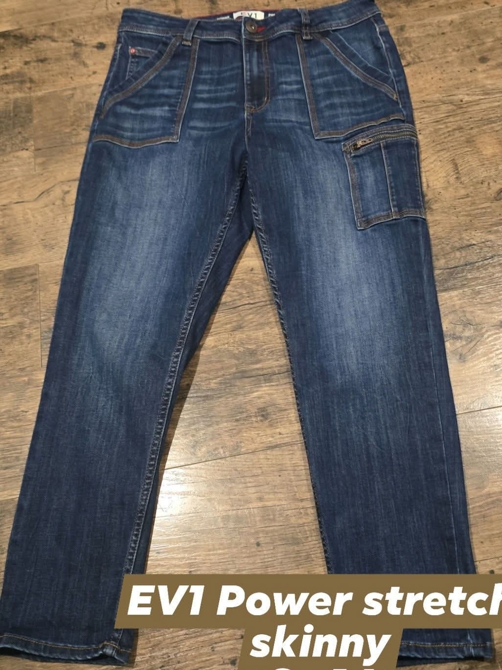 EV1 Power Stretch Skinny Jeans in Dark Blue